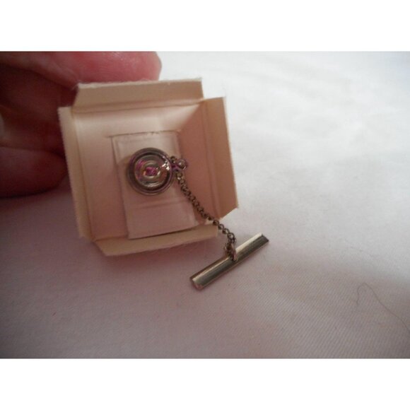 Vtg scroll Sterling silver Estate Find tie tack - Picture 2 of 5